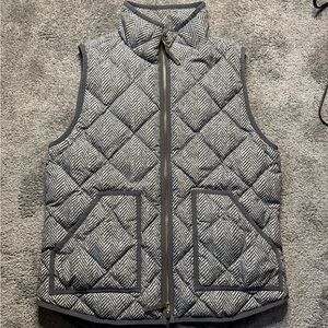 Vintage J-Crew Excursion Quilted 60% Down Puffer Vest In Herringbone Size Med